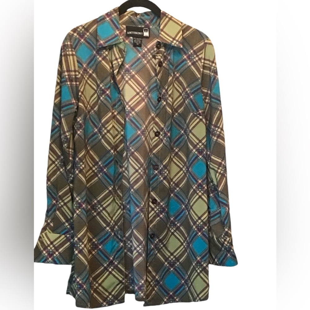 Blue/Green Plaid Oversized Shirt